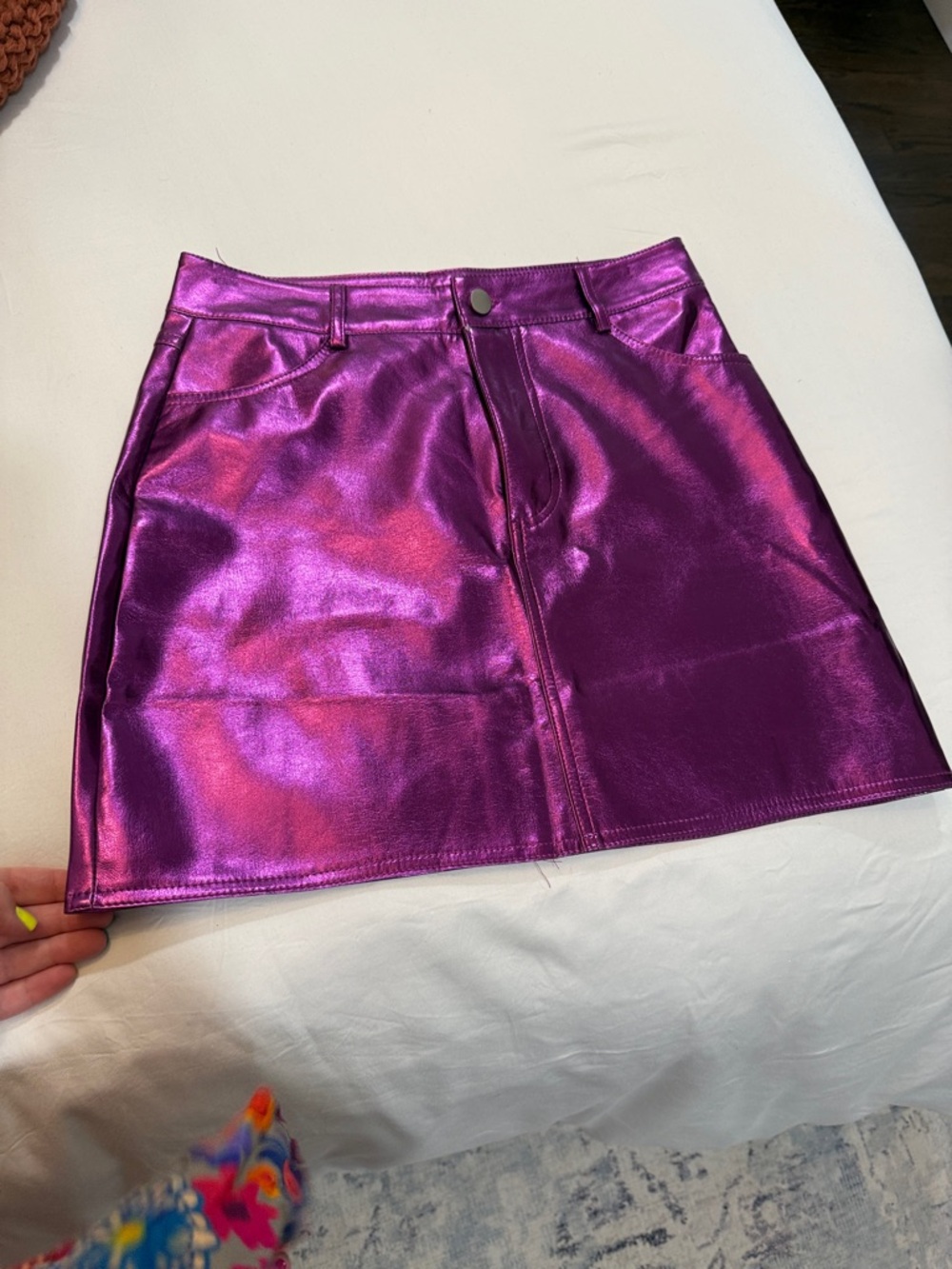 Metallic Purple A-Line Mini Skirt